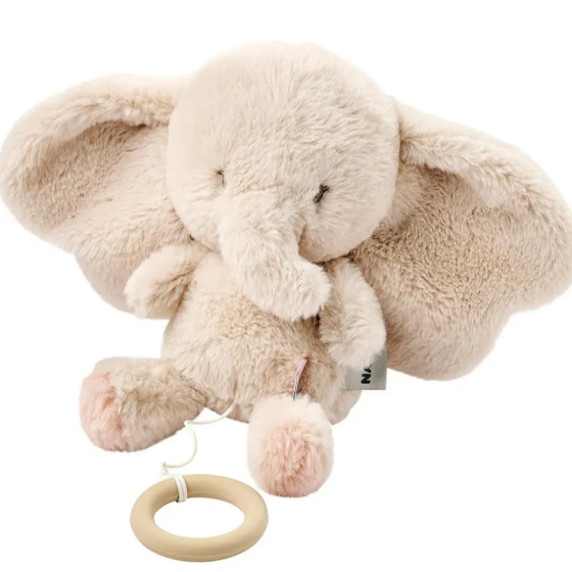 Peluche musicale éléphant - Velours - Fanfan - Sable -24 cm