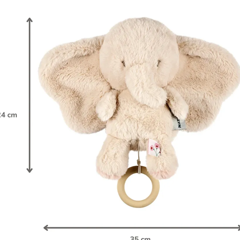 Peluche musicale éléphant - Velours - Fanfan - Sable -24 cm