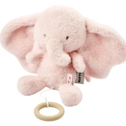 Peluche musicale éléphant - Velours - Fanfan - Rose - 24 cm
