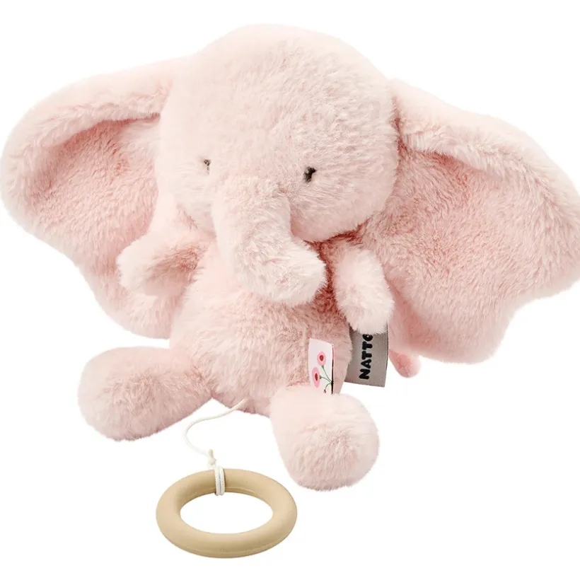 Peluche musicale éléphant - Velours - Fanfan - Rose - 24 cm