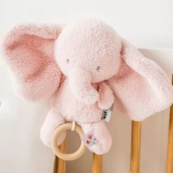 Peluche musicale éléphant - Velours - Fanfan - Rose - 24 cm