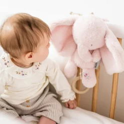 Peluche musicale éléphant - Velours - Fanfan - Rose - 24 cm