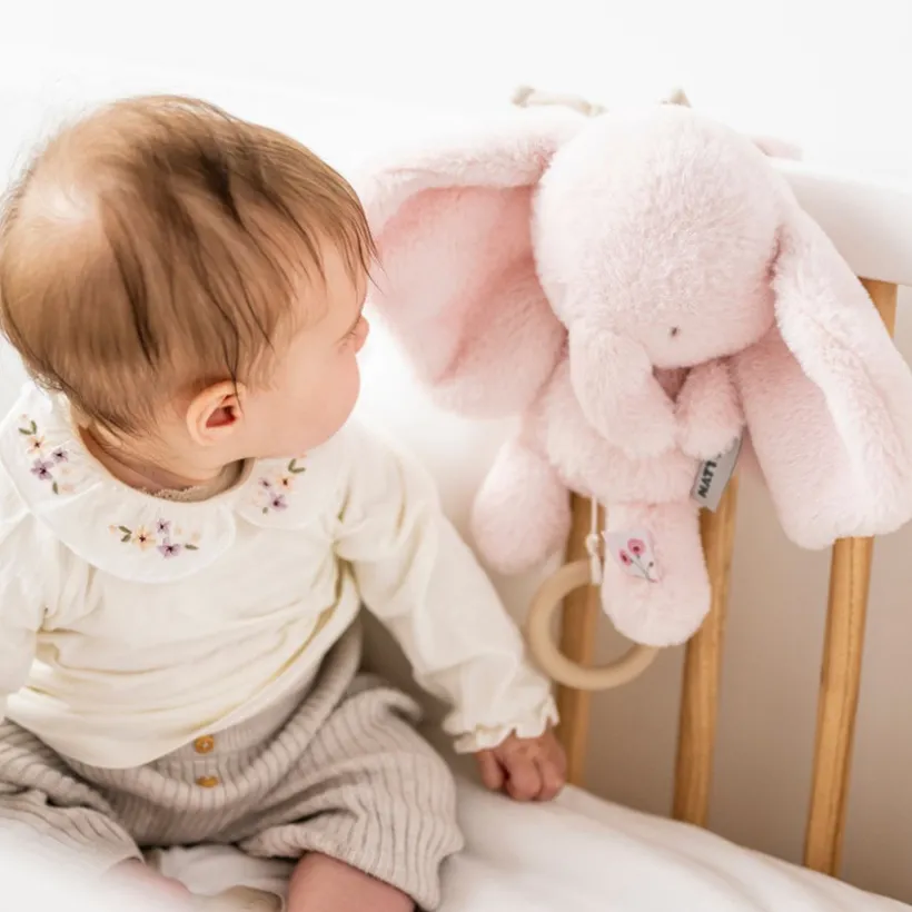 Peluche musicale éléphant - Velours - Fanfan - Rose - 24 cm