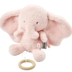 Peluche musicale éléphant - Velours - Fanfan - Rose - 24 cm