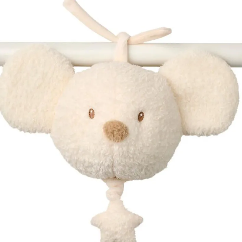 Peluche musicale - Souris Teddy - Ecru - 16 cm