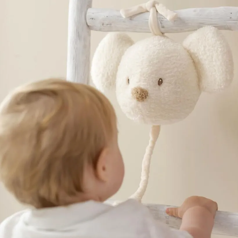 Peluche musicale - Souris Teddy - Ecru - 16 cm