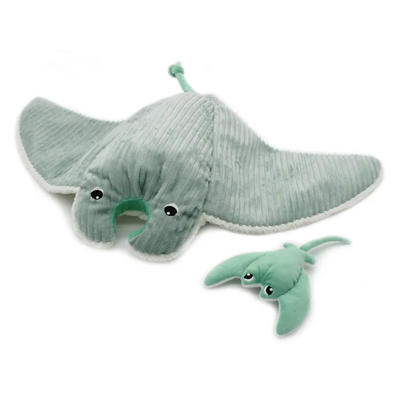 Peluche Ptipotos maman raie Mantalou et son bébé menthe