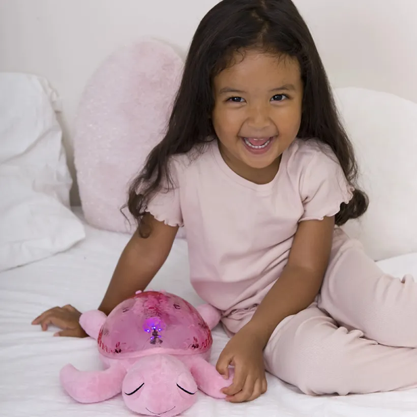 Peluche veilleuse Tranquil Turtle rechargeable rose