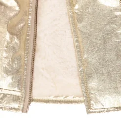 Perfecto métallisé à rivets dorés et poches zippées