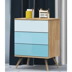 Petite commode 3 tiroirs - Bleu Seventies