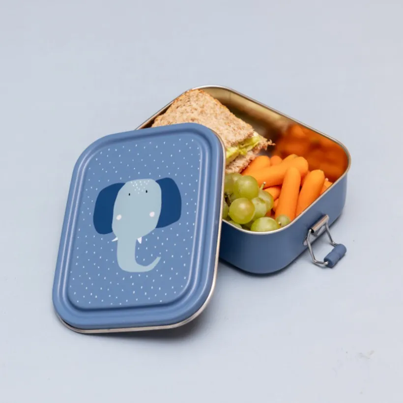 Petite lunchbox en inox Mrs. Elephant bleu