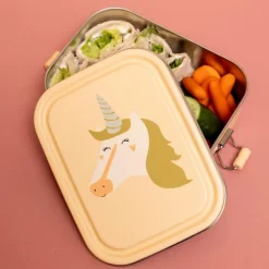 Petite lunchbox en inox Mrs. Unicorn beige