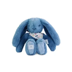 Petite peluche lapin fleurette bleu 25 cm