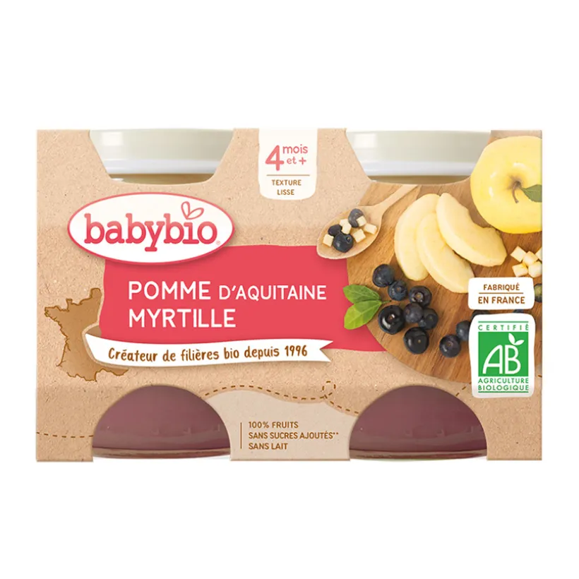 Petit pot pomme myrtille bio - 2x130g
