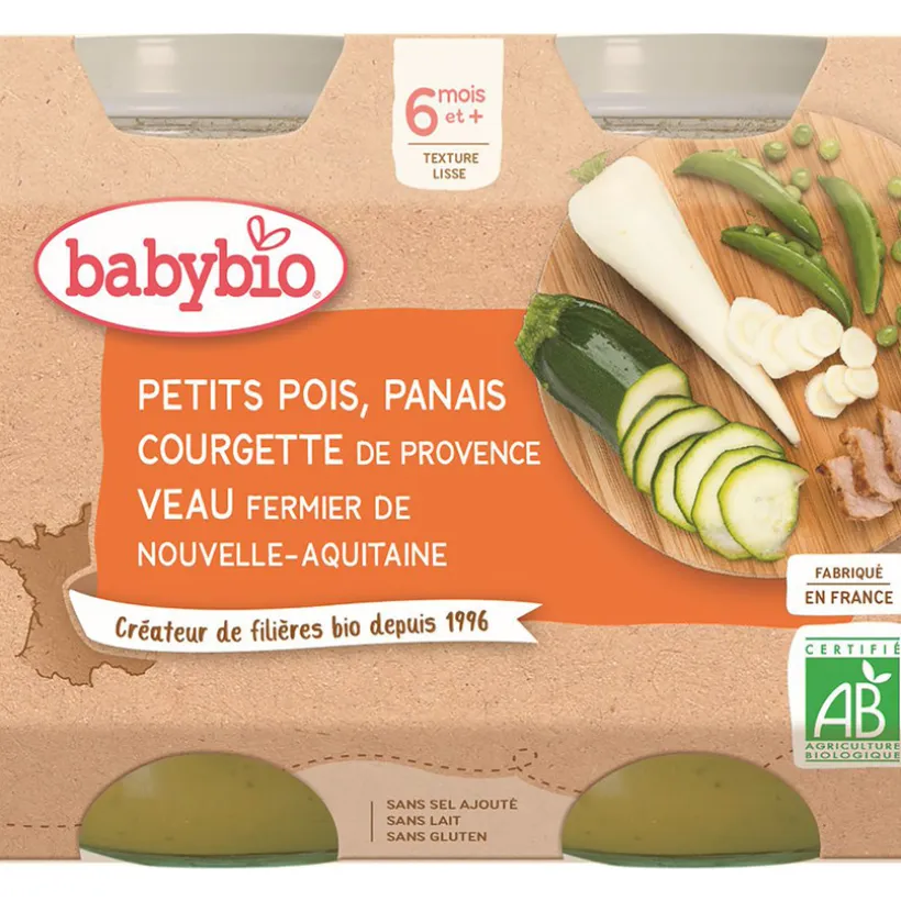 Petits pots de Petits Pois, Panais, Courgette et Veau 2x200g