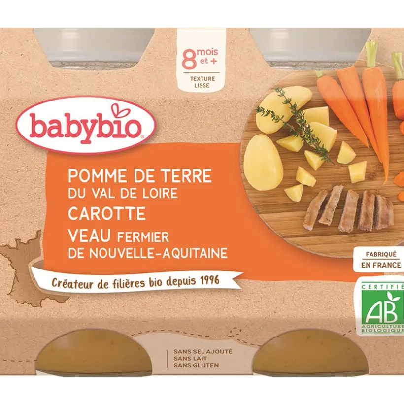 Petits pots de Pomme de terre, Carotte et Veau 2x200g