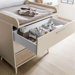 Plan à langer pour commode 3 tiroirs Eefje 95 x 93 x 57 cm Cashmere Beige