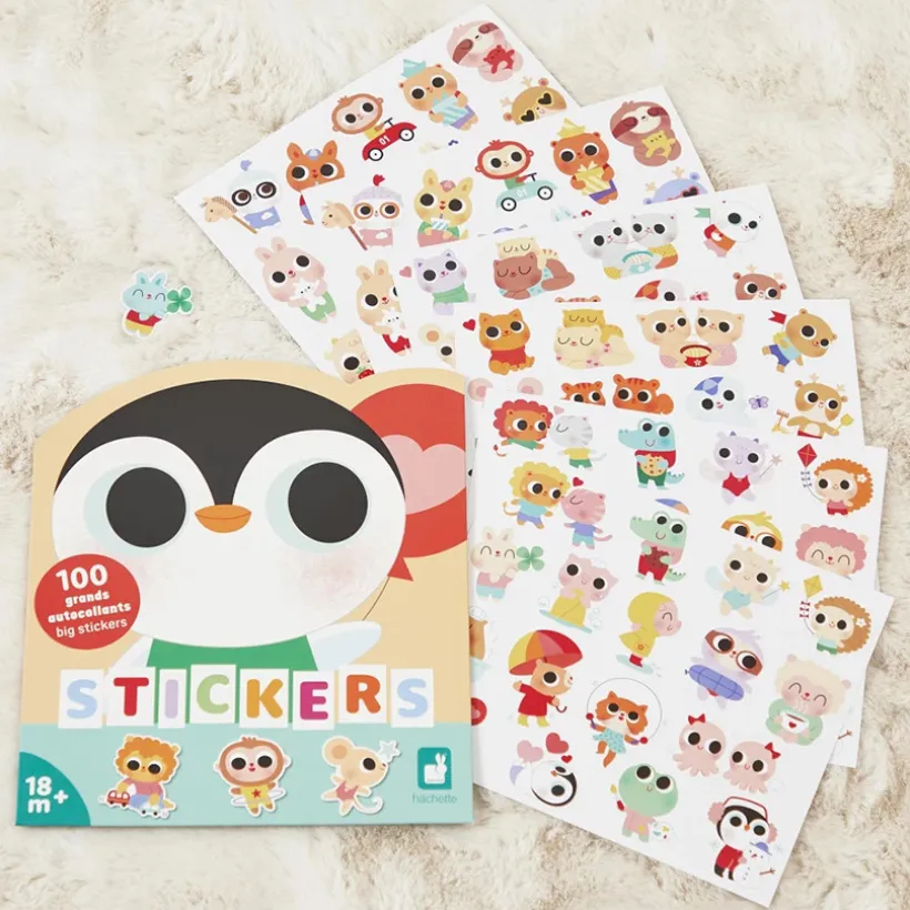 Pochette de 100 grands stickers Bébés Animaux