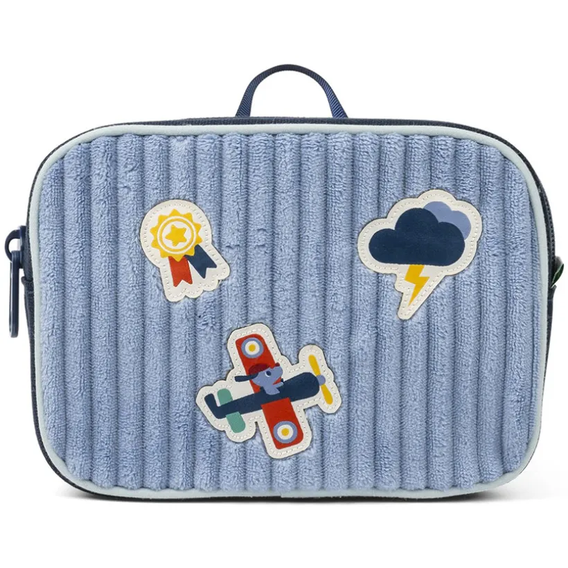 Pochette en velours avec sangle Bleu Jules
