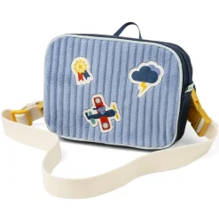 Pochette en velours avec sangle Bleu Jules