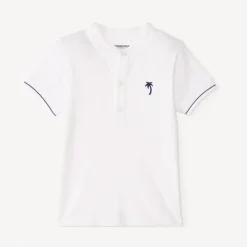 Polo manches courtes col mao broderie palmier pour bébé garçon