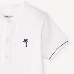Polo manches courtes col mao broderie palmier pour bébé garçon