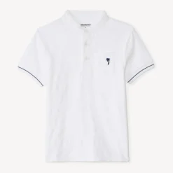 Polo manches courtes col mao broderie palmier pour garçon