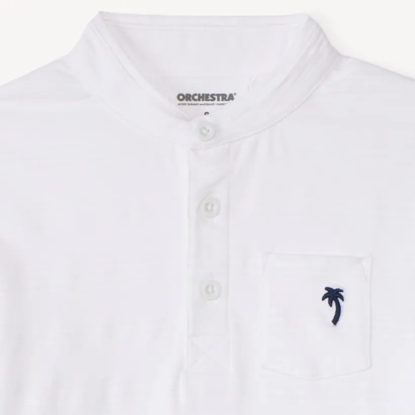 Polo manches courtes col mao broderie palmier pour garçon