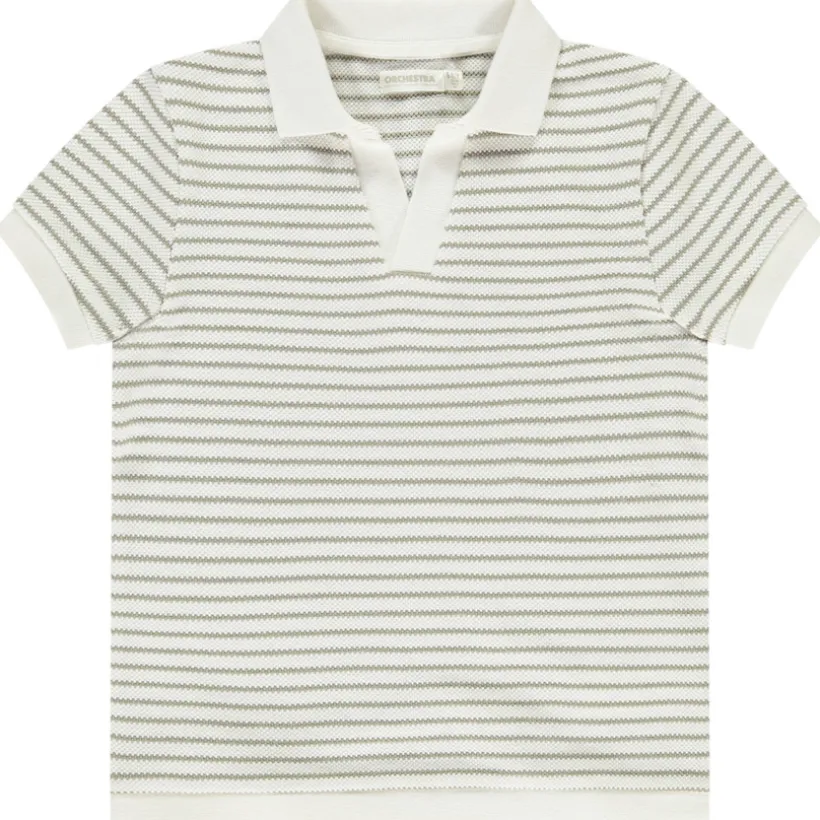 Polo manches courtes à col V et rayures pour garçon