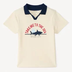 Polo manches courtes print requin pour garçon