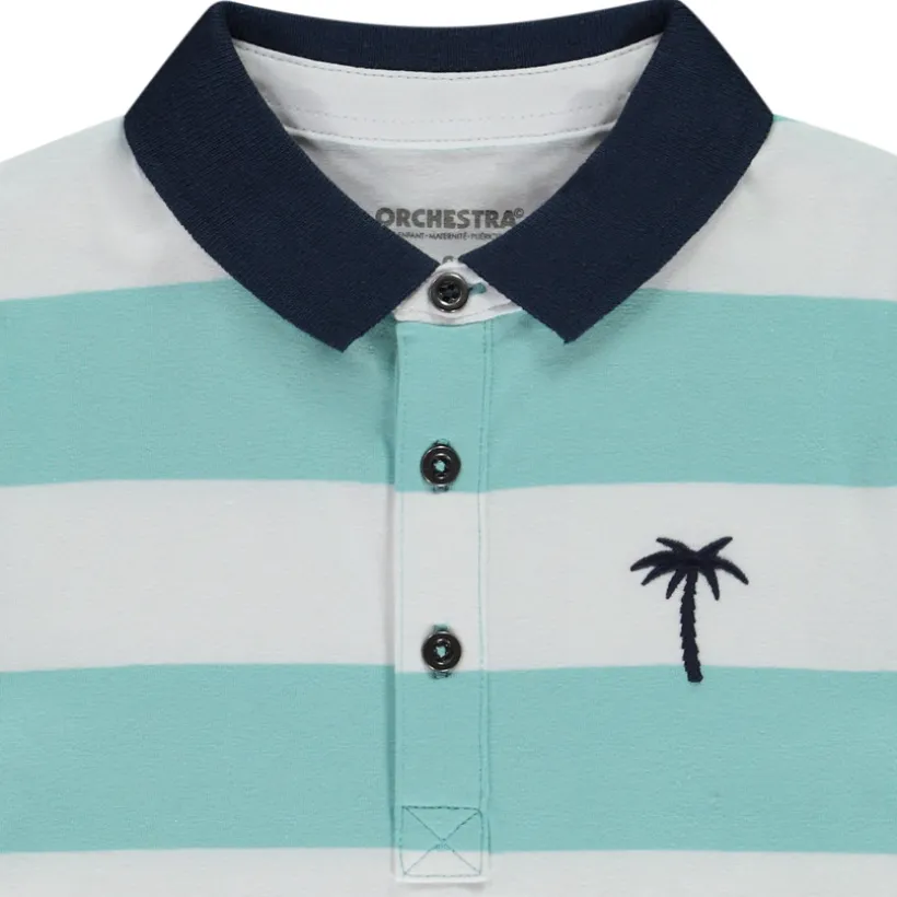 Polo manches courtes rayé broderie palmier pour garçon