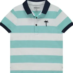 Polo manches courtes rayé broderie palmier pour garçon