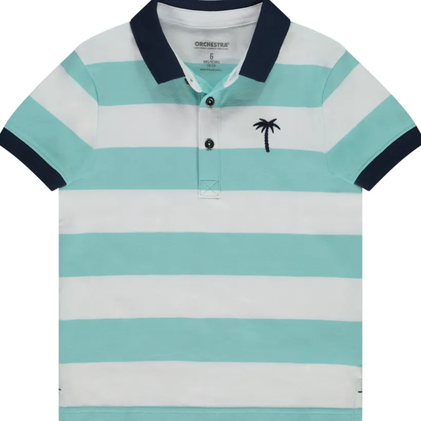 Polo manches courtes rayé broderie palmier pour garçon