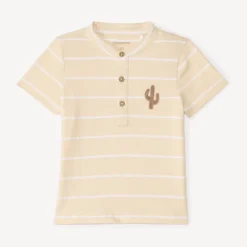 Polo manches courtes rayé patch cactus pour bébé garçon