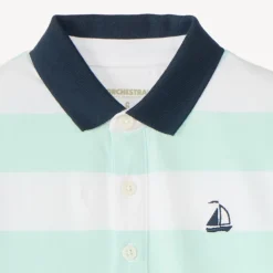Polo manches courtes à rayures broderie bateau pour garçon
