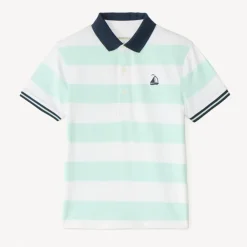 Polo manches courtes à rayures broderie bateau pour garçon