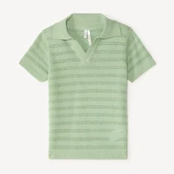 Polo manches courtes tricot fantaisie ajouré pour bébé garçon