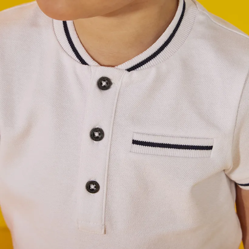 Polo manches courtes uni à col teddy pour bébé garçon
