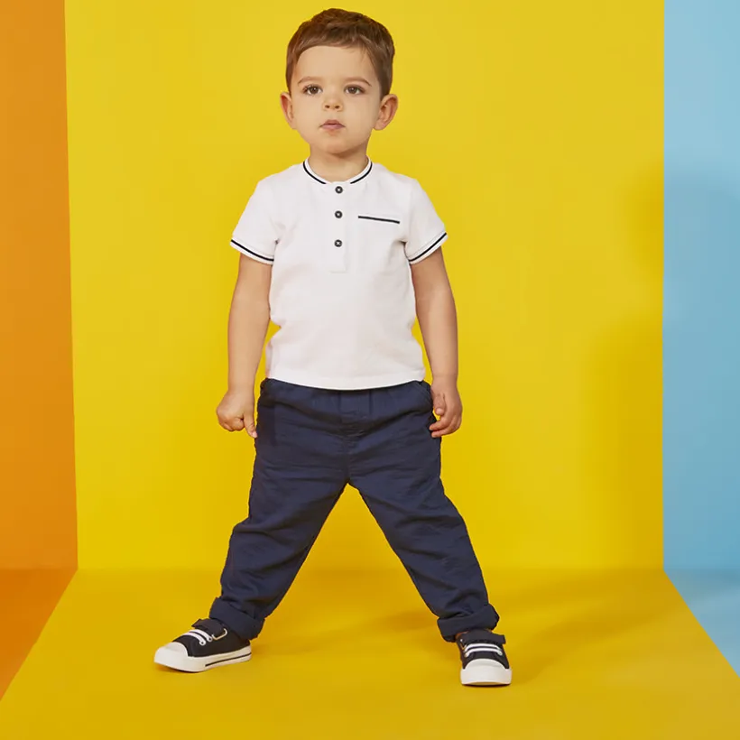 Polo manches courtes uni à col teddy pour bébé garçon