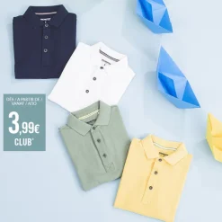 Polo manches courtes uni en coton piqué pour garçon