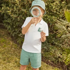 Polo manches courtes uni print vacances pour garçon