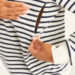 Polo marinière manches longues d'allaitement pour femme