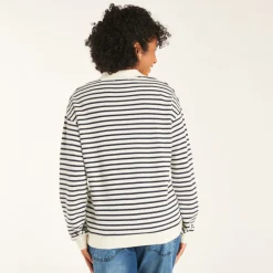 Polo marinière manches longues d'allaitement pour femme
