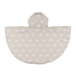 Poncho ludique déperlant imprimé éléphants beige