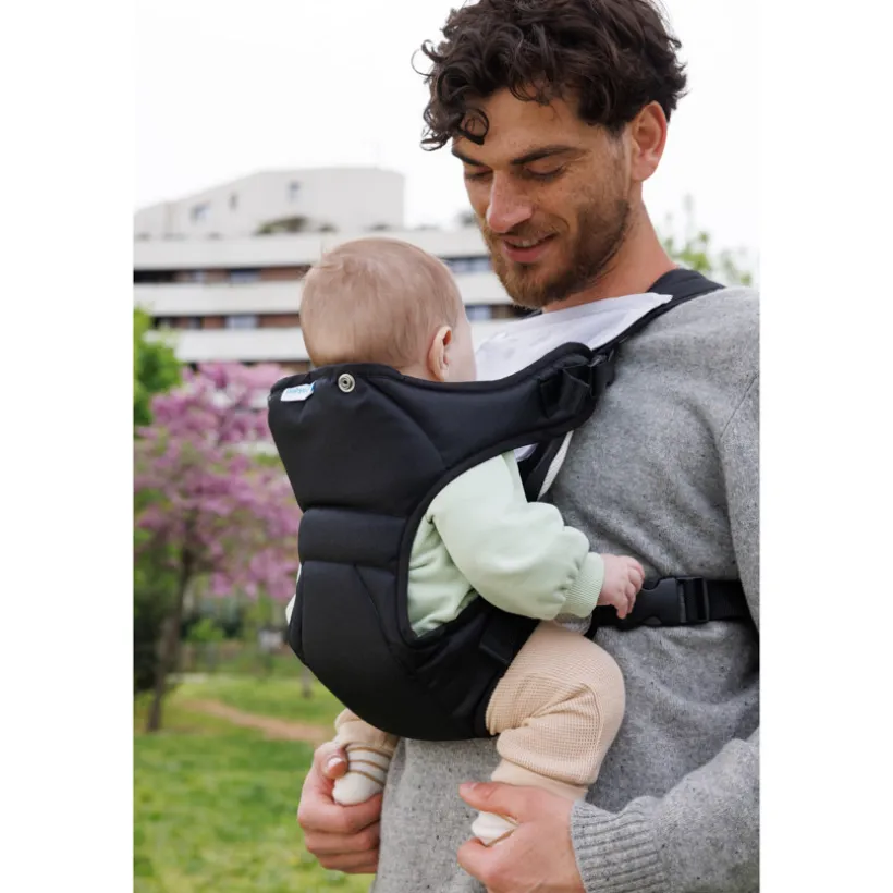 Porte-bébé avec bavoir intégré noir/beige