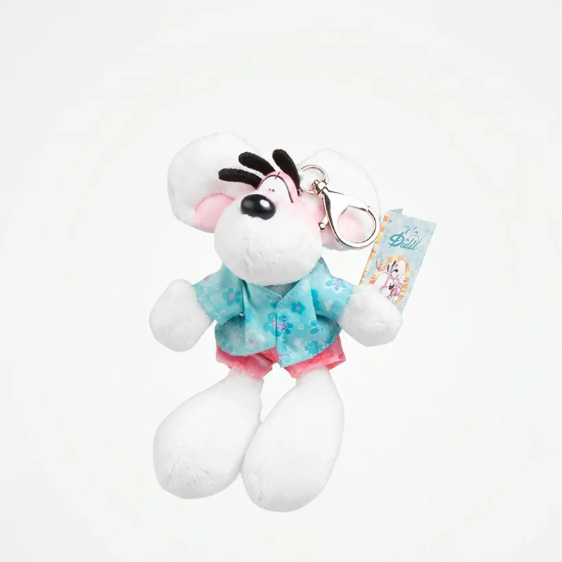 Porte clé peluche Diddl en tenue d'été - 15 cm