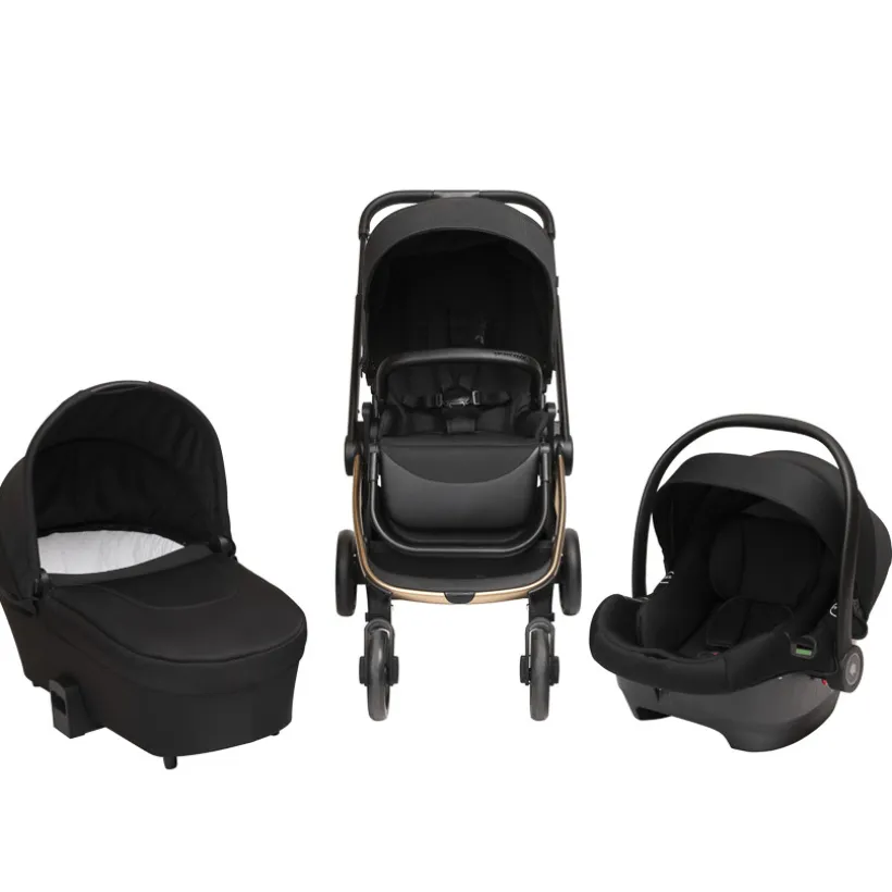 Poussette trio Alba avec nacelle noir/champagne