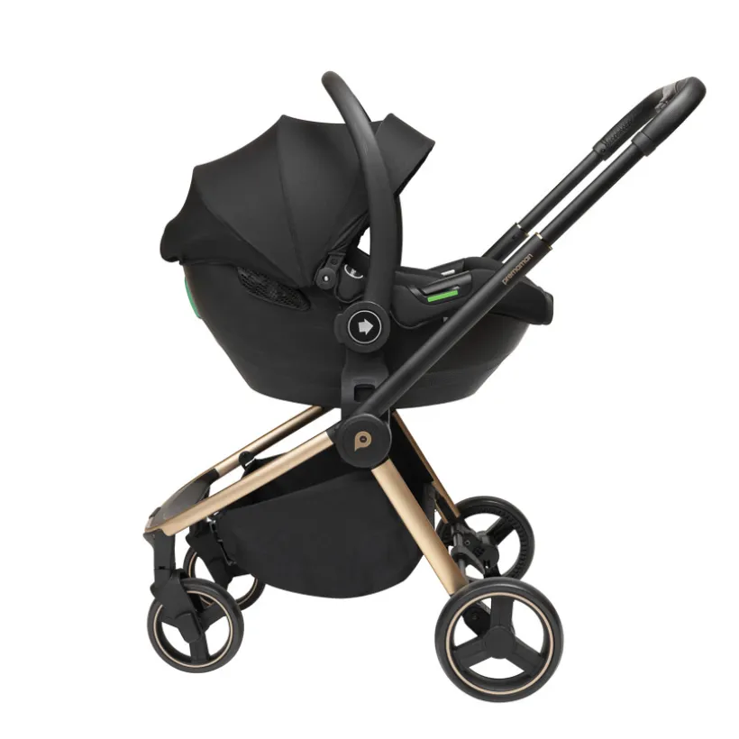 Poussette trio Alba avec nacelle noir/champagne