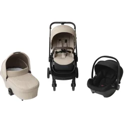 Poussette trio Alba avec nacelle beige/noir