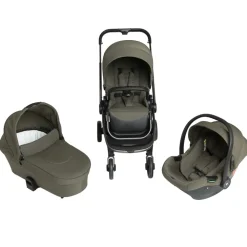 Poussette trio Alba avec nacelle vert olive